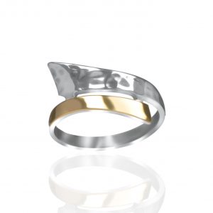 925er Silber Ring, mit Goldeinsätzen 9 Karat
