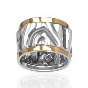 925er Silber Ring Sterlingsilber mit Goldeinsätzen 9 Karat.