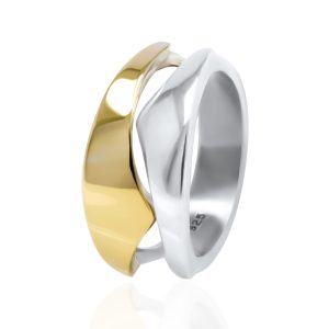 925er Silber Ring mit Goldeinsätzen 9 Karat 