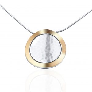 Halskette, Kette mit Anhänger aus 925er Silber mit Goldeinsätzen 9KT.