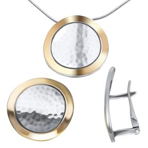 Scheiben-Schmuck-Set mit Gold & <br /><h4><span class="OYPEnA font-feature-liga-off font-feature-clig-off font-feature-calt-off text-decoration-none text-strikethrough-none">(925er Sterlingsilber & 9kt Gold)</span></h4>