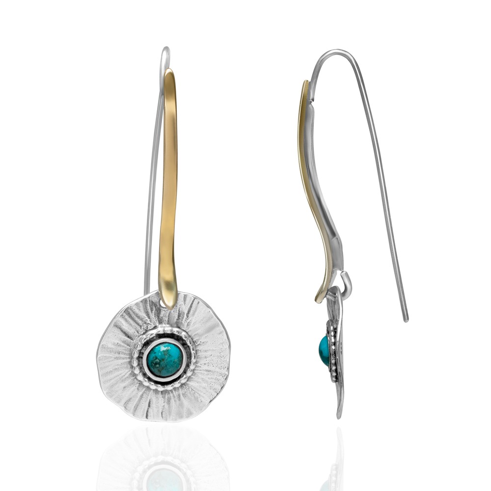 Türkisblüte Ohrringe<br /><h4><span class="OYPEnA font-feature-liga-off font-feature-clig-off font-feature-calt-off text-decoration-none text-strikethrough-none">(925er Sterlingsilber & 9kt Gold)</span></h4>