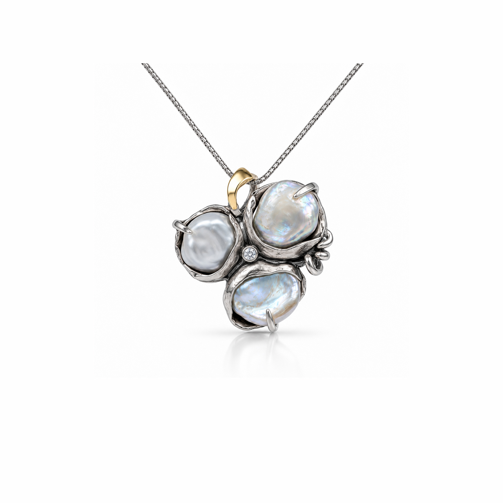 Asymmetrische Silberhalskette «Orchidée»
