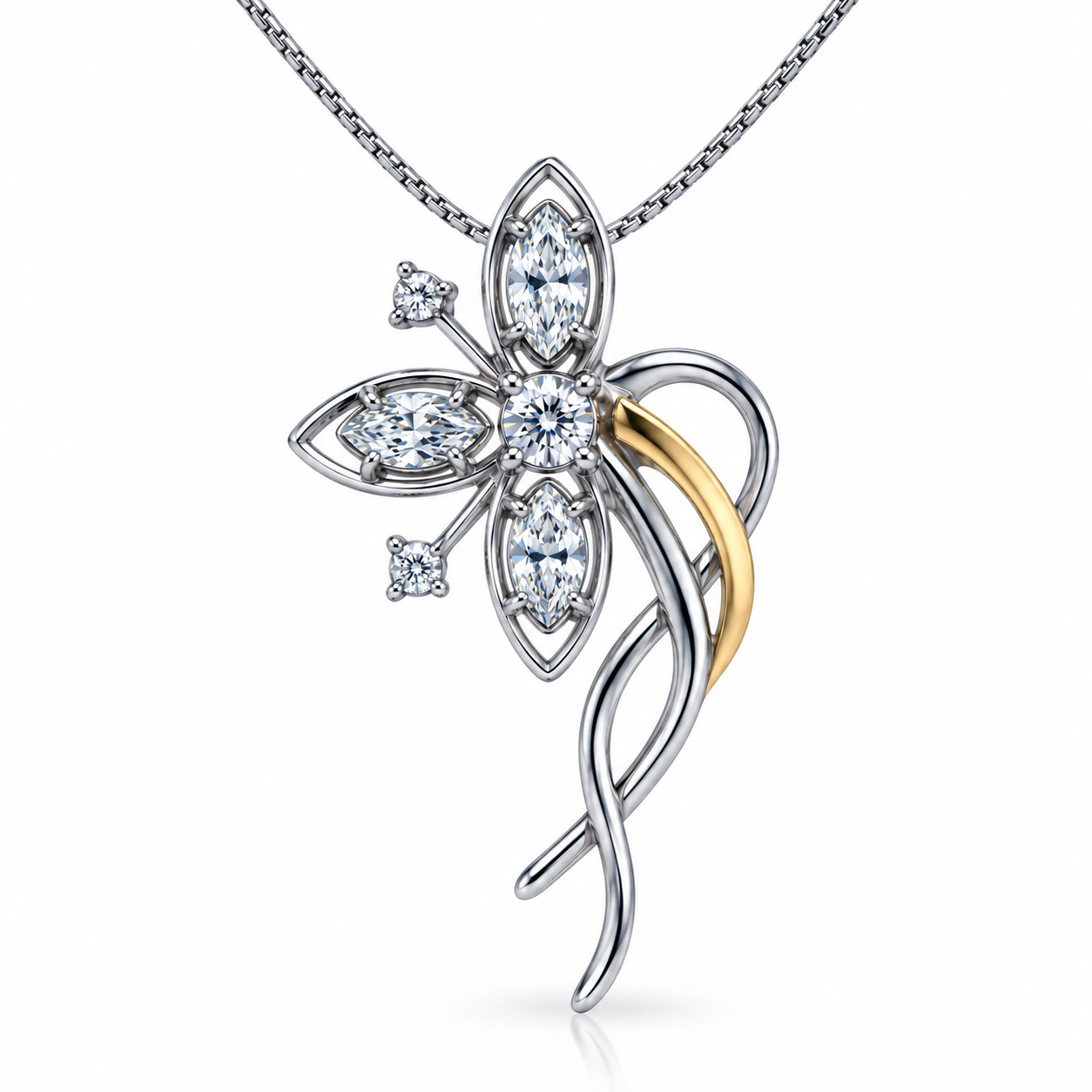 Silberhalskette “Elvera”<br /><h4><span class="OYPEnA font-feature-liga-off font-feature-clig-off font-feature-calt-off text-decoration-none text-strikethrough-none">(925er Sterlingsilber, 9kt Gold & Cubic Zirkonia)</span></h4>