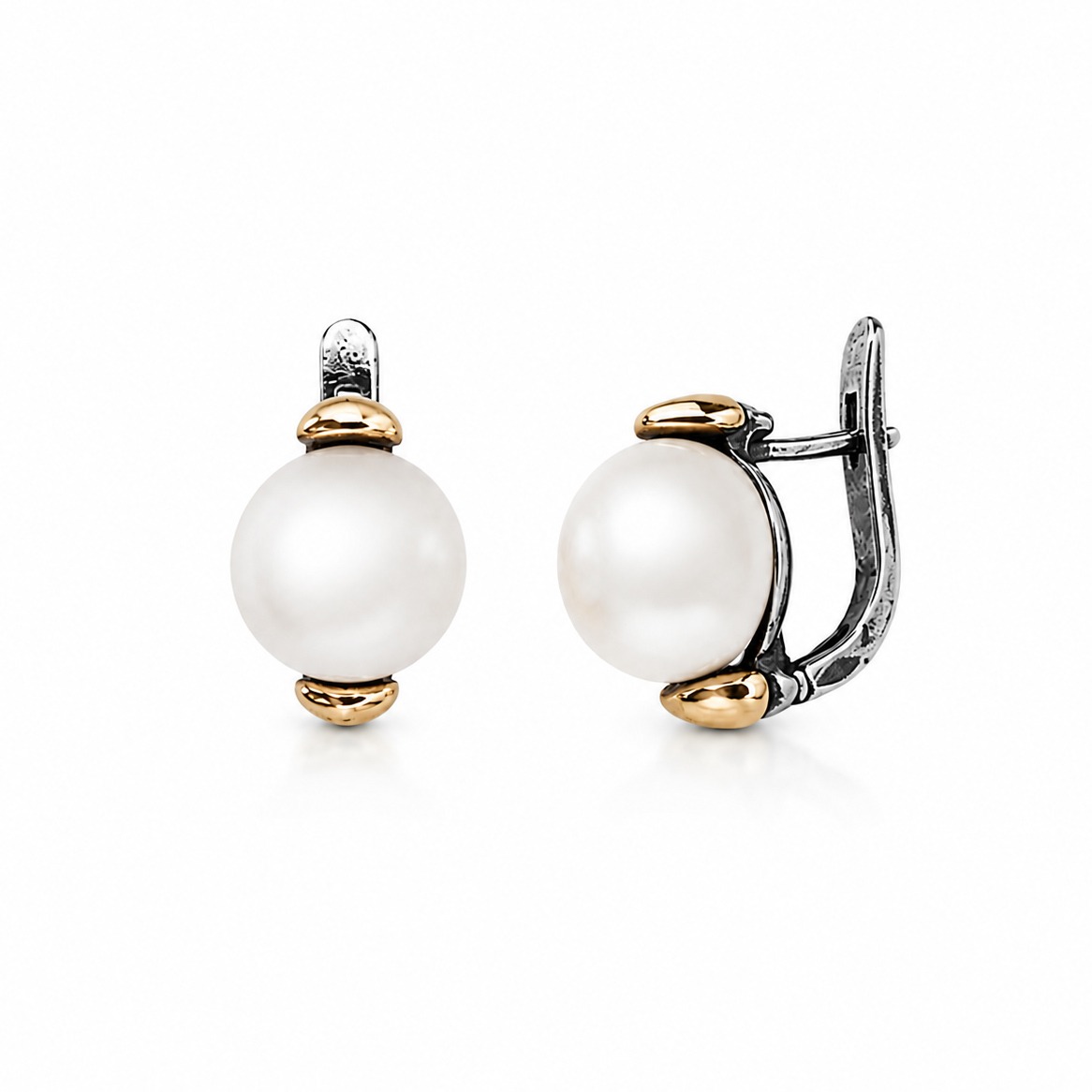 Perlenohrringe „Pure Elegance“<br /><h4><span class="OYPEnA font-feature-liga-off font-feature-clig-off font-feature-calt-off text-decoration-none text-strikethrough-none">(925er Sterlingsilber, 9kt Gold & echte Süßwasserperle)</span></h4>